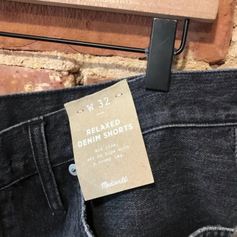 NEW Madewell Womens Relaxed Denim Shorts Size 32 Black Calverley Wash AJ243 - Picture 2 of 10